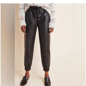 Anthropologie Sakara Faux Leather Joggers Black